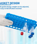 Plastic Test Tube Rack With Silicone Pad holding vials securely in lab setting, demonstrating durability and design
