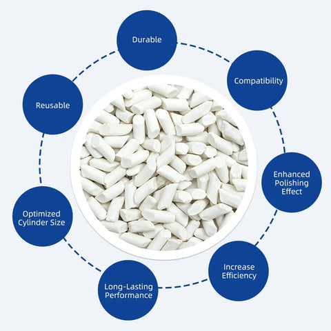 Eight Pound Ceramic Tumbling Media Cylinders, Reusable Non Abrasive Pellets 1/5 x 2/5 Inch For Lapidary Tumblers And Stone Polishers