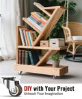 Heavy Duty 1 Inch Low Profile Caster Wheels For Household Furniture Set Of 4 Featuring Smooth As Silk Glide Action And No Sweat Snap Tight Mount Plates For Couches Shelves And Plant Risers on a stylish wood bookshelf.