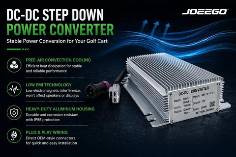 Heavy Duty 48V To 12V Dc Dc Converter Step Down Voltage Reducer With Built In Fuse, aluminum housing for electric golf carts.