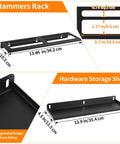 Wall Mount Hand Tool Organizer Set Of 4 Includes Screwdriver Organizer Pliers Holder Hammer Rack And Hardware Storage Shelf For Garage Workshop Or Shed Durable Metal With Powder Coat Finish, showing detailed measurements.