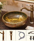 Rock Solid Vintage Brown Porcelain Vessel Sink For Bathroom Vanity, Super Sleek High Gloss Above Counter Round Wash Bowl installed.