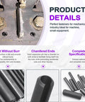 Black Metric Roll Pin Set With Storage Case 13 Sizes From M1.5 To M6 Slotted Steel Roll Pins For Automotive Repair And Mechanical Fastening Handy 415Pcs Dowel Tension Pins Kit For Pros And DIYers with detailed product specifications display.