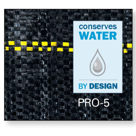 Close-up of Pro-5 Heavy-Duty Weed Barrier Fabric 5 Oz Ground Cover Mat 6 By 250 Feet showing water conservation design.
