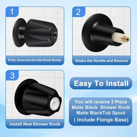 Steps for installing Matte Black Tub Spout And Shower Trim Kit With Three Knobs Including Hot Cold Diverter Easy Install
