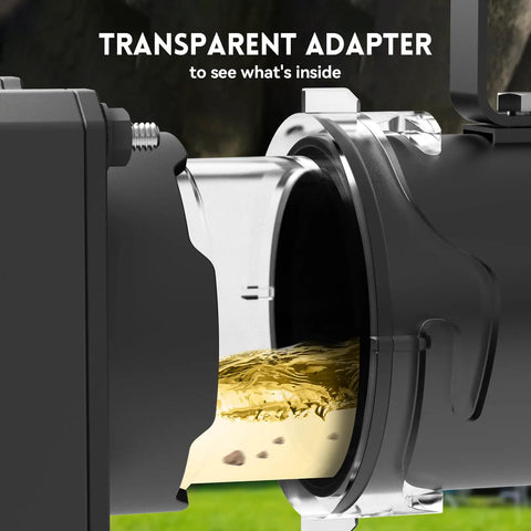 Transparent adapter showing waste flow through RV Sewer Gate Valve With Leak-Proof Cap And Flow Control Handle for three inch drain pipe.