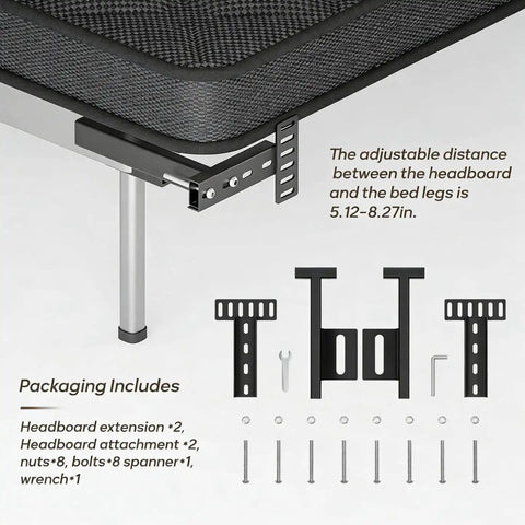 Built Tough Headboard Brackets For Metal Bed Frames Universal Adjustable Footboard Mounting Kit With Complete Hardware components layout