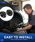 ikkwmei 3500lb trailer hub kit, 5-lug, black hubs, 2-set, installed by a mechanic on a trailer axle