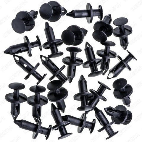 Top Notch 25 Pack Grille Push Pin Retainer Clips And Bumper Cover Fastener Rivets Tough As Nails Automotive Hardware, 25 black clips.