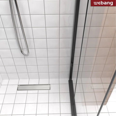 12 Inch Linear Shower Drain Kit With Rectangular Floor Drain Reversible 2-In-1 Cover Tile Insert Grate And Removable SUS304 Stainless Steel