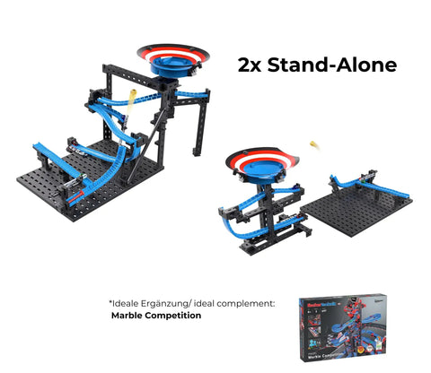 2x Stand-Alone marble track accessory with black frame and blue ramps for Marble Competition