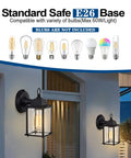 2 Pack Dusk To Dawn Outdoor Wall Mount Light Fixtures With Clear Glass In Black Finish Exterior Garage Lighting