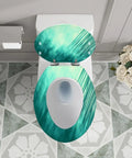 Elongated Toilet Seat Resin for Bathroom, turquoise design, fits standard toilets, size 14.5" x 18.5".