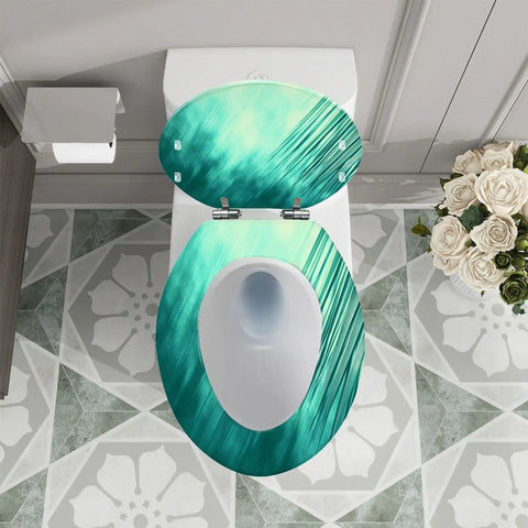 Elongated Toilet Seat Resin for Bathroom, turquoise design, fits standard toilets, size 14.5" x 18.5".