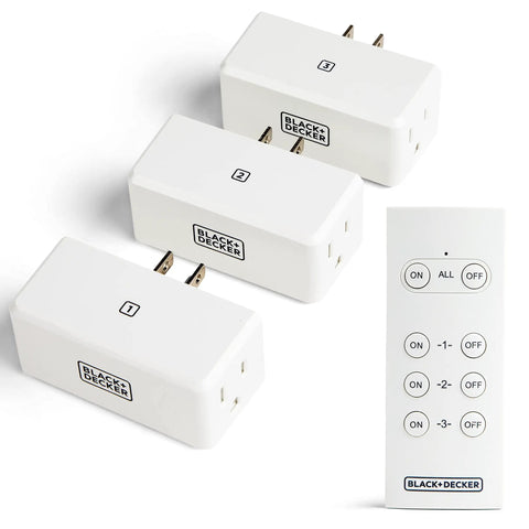 Wireless Remote Controlled Outlet Pack With Three Outlets And One Remote For Easy Home Lighting And Appliance Control