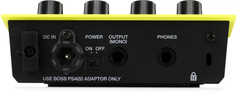 Back panel of Compact Digital Percussion Pad With 22 Onboard Sounds, Kick Drum Included, SPD-1K Yellow, showing ports and knobs.