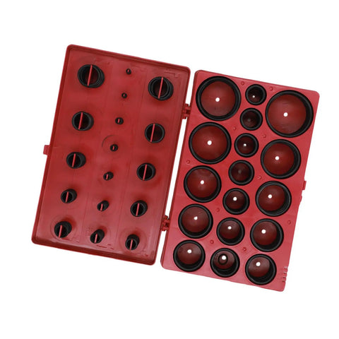 Open red case displaying 32 Sizes Rubber O Ring Kit High Temp Heat Resistant Seal Set For Automotive Valves Pumps Equipment And Bearings