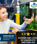 Skip The Guesswork And Ace Your Tank Health With Complete Aquarium Water Test Strips Kit Including Digital Thermometer For Fresh Or Saltwater Sets Smooth PH Chlorine Ammonia Hardness Results - person examining aquarium water quality.