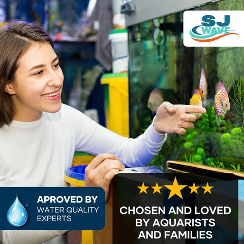 Skip The Guesswork And Ace Your Tank Health With Complete Aquarium Water Test Strips Kit Including Digital Thermometer For Fresh Or Saltwater Sets Smooth PH Chlorine Ammonia Hardness Results - person examining aquarium water quality.