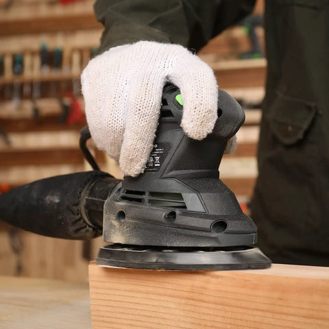 Detail Sander 1.7A 15000 OPM Compact Electric Sander With Handy Dust Bag and soft grip in woodworking use