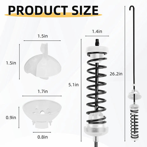 Universal Washer Suspension Rod Kit Front Load Easy Install No Fuss Replacement W10780045 product size dimensions