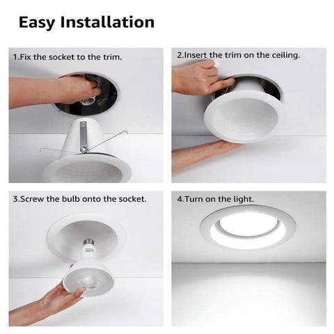 Step-by-step guide: 6 Inch Recessed Can Light Trim Pack Of 6 Air Tight IC Rated Self Flanged Baffle Anti Glare White Trim installation