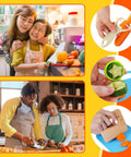 Doiaz Kidz Safe Knife Set for Toddlers with gloves, cutting board and fruit/vegetable cutters