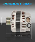Side view of Beefed-Up 7-Groove 12V Alternator Replacement For 2013-2017 Pathfinder 3.5L V6, dimensions shown.