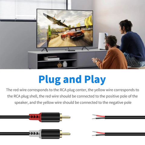 Dead Simple RCA To Speaker Wire Hookup That Gets Your Rig Back On Track This 20 AWG Audio Patch Cord shown with TV setup.