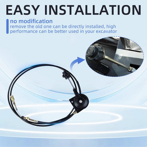 Universal Manual Throttle Cable With Black Knob, Flexible Throttle Wire Replacement for Excavator and Mixer Truck, Durable 2.5m PU Tubing, Easy Install, No Fuss Fit, Smooth Quick Throttle Response