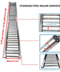Heavy Duty Stainless Steel Roller Conveyor Extender For Smooth Woodworking And Factory Moves With 200kg Capacity showing dimensions and features.