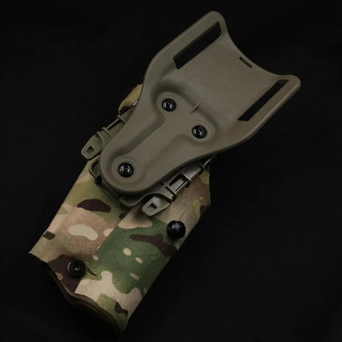 Hardcore Black Eight Thirty Two Gun Holster Screws And Rock Solid T Nuts Fastener Kit With Hex Driver For Kydex Plates And Leather Sheath No Fuss Install with camouflage fabric.