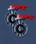 Heavy Duty Six Inch Cpvc Butterfly Valve With Lever Handle And Ansi Certified Assembly featuring two units with EPDM seal