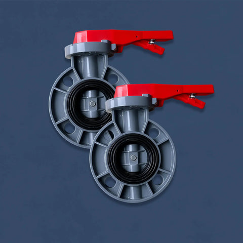 Heavy Duty Six Inch Cpvc Butterfly Valve With Lever Handle And Ansi Certified Assembly featuring two units with EPDM seal