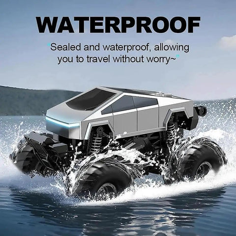 Off Road Beasts RC Truck With Charging Dock One Eighteen Scale 4WD Amphibious RC Car Featuring 360 Degree Spins