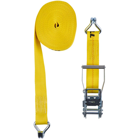 Beefy 2 Inch By 40 Foot Heavy Duty Ratchet Tie Down With J Hooks And Extra Long Handle For Maximum 3333 Lbs Working Load Limit