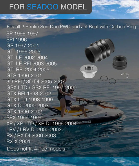 Carbon Seal Drive Line Rebuild Kit With Boot For Sea Doo Jet Ski Models image with parts and compatibility list