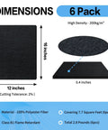 High Density Acoustic Absorber Panels 6 Pack 16 By 12 Inch Soundproofing Wall Tiles with detailed dimensions and material info.