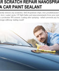 Man applying Nano Car Scratch Remover Spray Kit 3 Pieces Quick Shine And Long Lasting Protective Coating on car surface