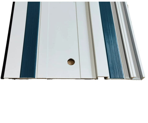Heavy Duty 39 Inch Aluminum Track Saw Guide Rail Slick Sliding Design For Clean Cuts Like Butter Works With Makita Xps Sp6000j And Festool Routers showing detail of guide rail surface and grooves.
