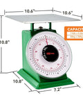 Beefy Heavy Duty Mechanical Kitchen Scale With Stainless Steel Platform And 110-Lbs Capacity Portion Control Dial Scale For Precise Food Measurement Rust-Resistant Metal Body Industrial Grade Durability For Home Or Commercial Kitchens