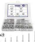 Ultimate Wood Screws Assortment Kit 220 Pcs 304 Stainless Steel Phillips Flat Head Screws in 7 Sizes case open view