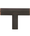 Oil Rubbed Bronze Cabinet Knob 1-15/16 Inch Length, Contemporary Drawer Knob, front view showcasing bar pull style, warm copper highlights.
