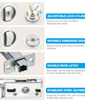 Round Recessed Door Lock With Keys For Pocket Doors, Invisible Privacy Sliding Door Hardware in Silver with 66mm Handle