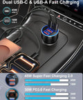 Beast Mode Ninety Watt Usb C Car Charger With Four Quick Charge Ports for seamless charging in a car console with USB-C and USB-A ports.