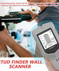 Wall Stud Finder LCD Display Audio Alarm Leveler Detector Tool in use, showing LCD screen with scanning function for walls.