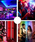 Lit 32.8 Foot RGB LED Strip Lights For Bedroom Color Changing Glow illuminating various party and decor settings
