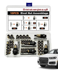 Rivet Nut Assortment Kit With Installation Tool 60 Piece Carbon Steel Set For Automotive Body Panels Metal Frames And Home DIY Projects With M3 M4 M5 M6 M8 Sizes, open case