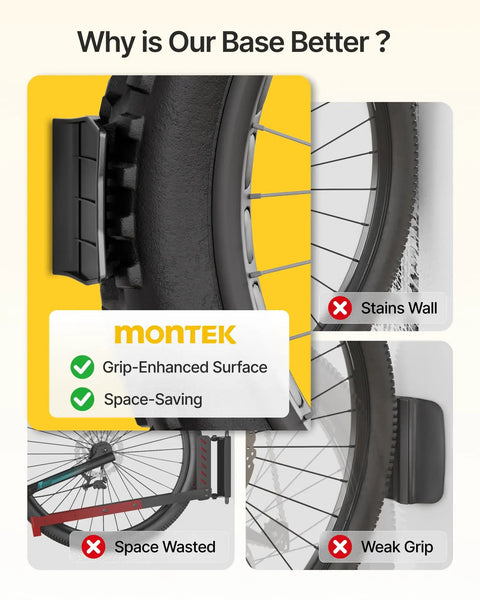 Fat Tire Bike Wall Mount Swivel Hanger comparison showcasing grip-enhanced base highlighting space-saving design.