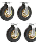 Built Tough Heavy Duty Pneumatic Swivel Caster Set Four Pack Premium Natural Rubber Wheels With Shock Absorption for warehouse carts.
